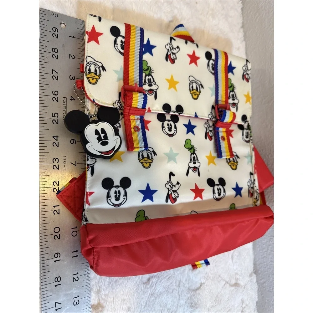 Disney Mickey Mouse Friends Kids Backpack White Red Stars Rainbow Straps Bag